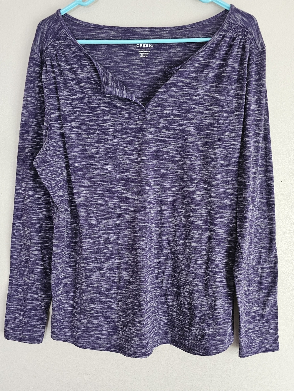 Women's Purple Space-Dye Long Sleeve Top